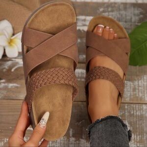 New. Brown Sandals for Women – Soft Cushioned Soles, Casual Warm Weather Wear